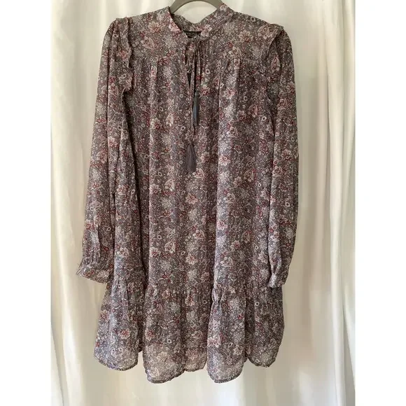 Dress Forum Floral Long Sleeve Short Peasant Dress Small - Picture 1 of 13
